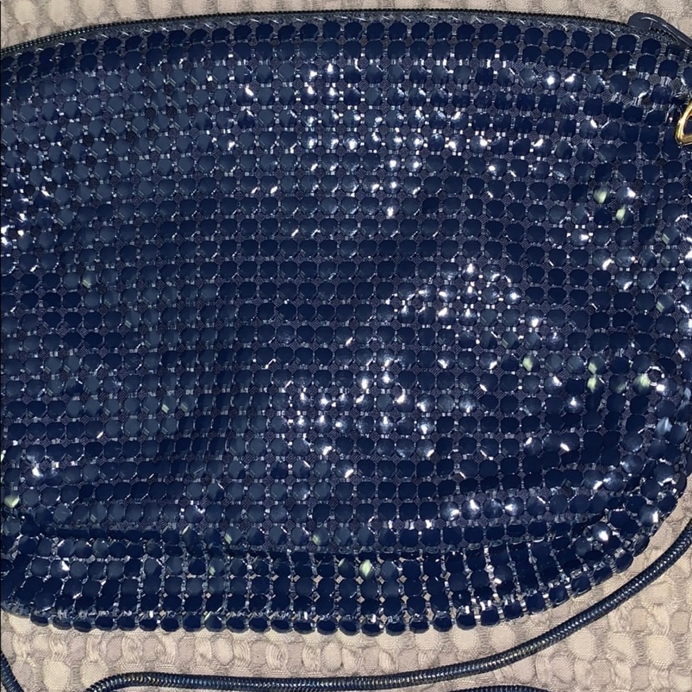 🟣 Navy Metal Mesh Evening Bag